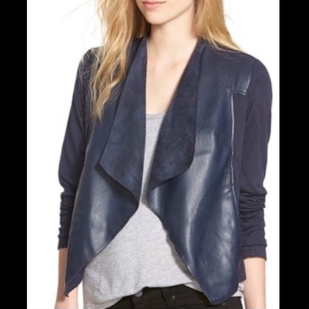 Kut from the Kloth faux‎ leather drape front blazer